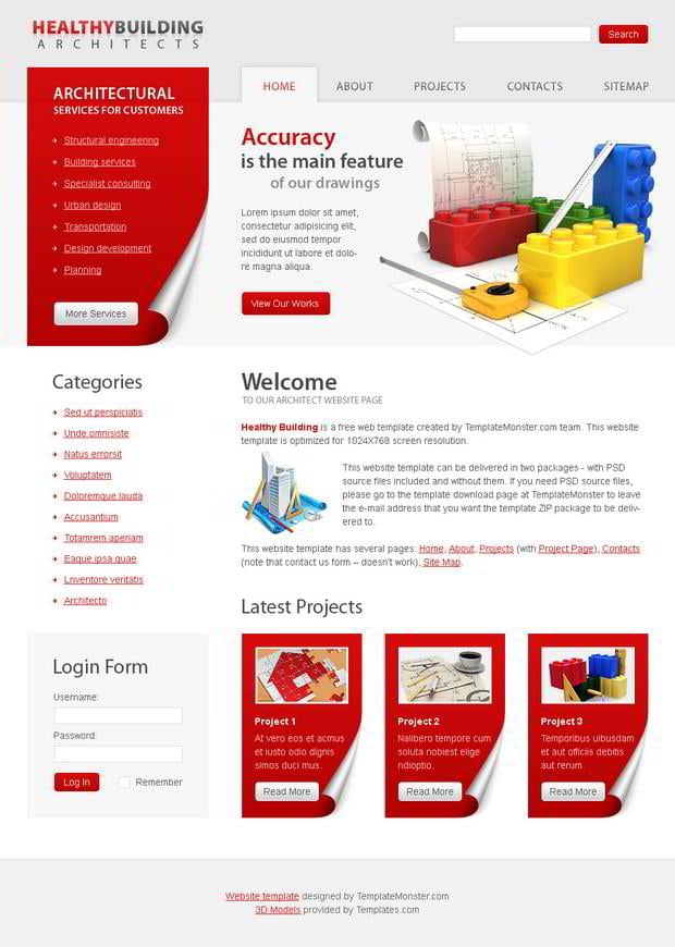 free architecture website template
