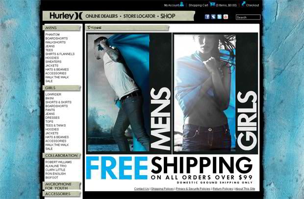 apparel web layout