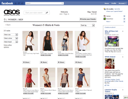 ASOS Facebook store