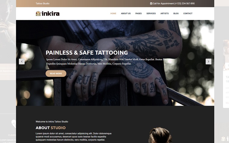 inkira - Tattoo Studio Website Template.