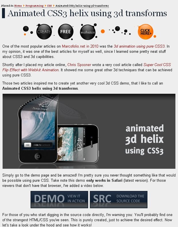 Animated CSS3 Helix Using 3D Transforms