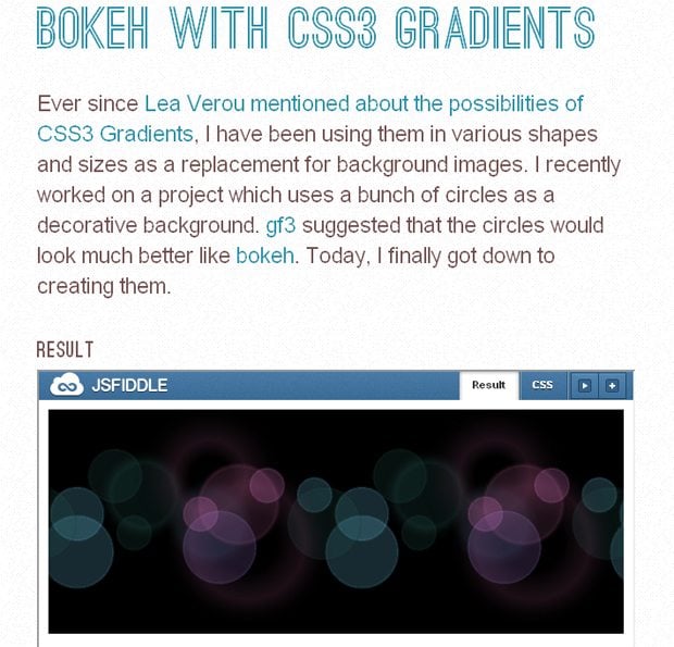 Bokeh with CSS3 Gradients