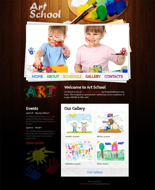 Free Website Template with JustSlider for Art School