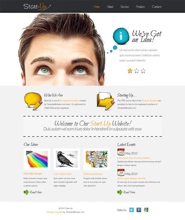 Free Website Template with jQuery Slider for Business Startup