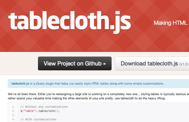 tablecloth.js jquery plugin open source html5 tables