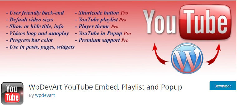WpDevArt YouTube Embed, Playlist and Popup.