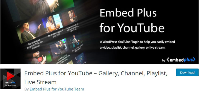 Embed Plus for YouTube – Gallery, Channel, Playlist, Live Stream.