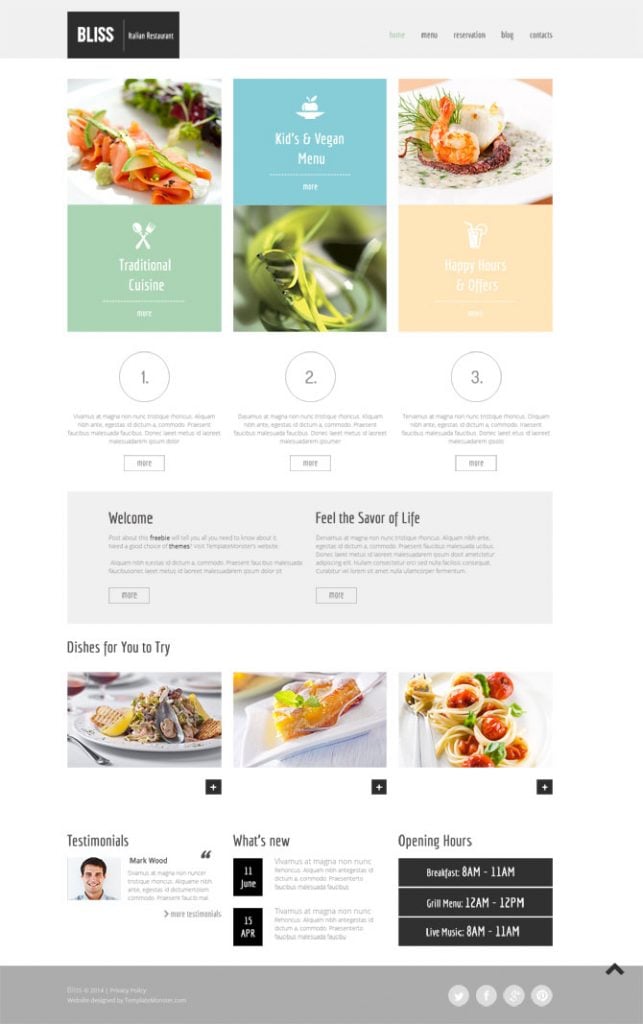 Free HTML5 Theme for Restaurant Website