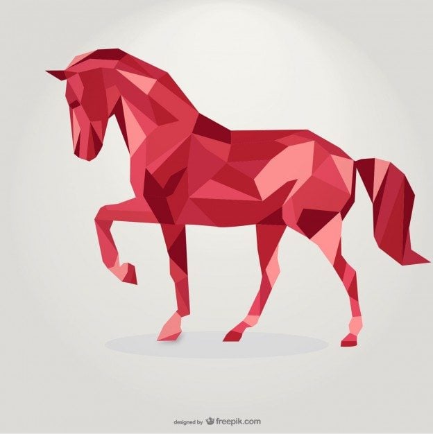 Polygonal Red Horse Geometric Triangle Design