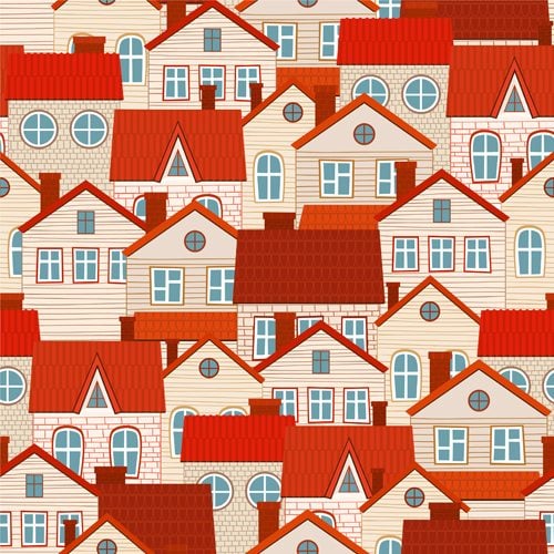 Vintage house seamless pattern vector