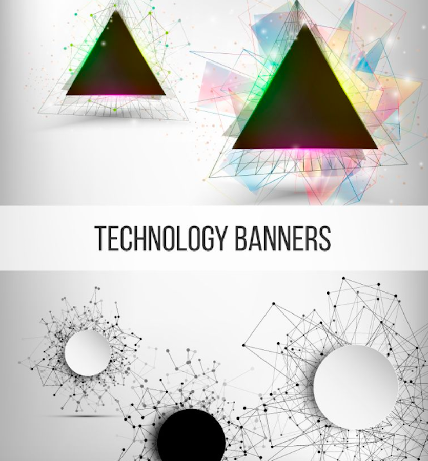 Technology Banners with Place for Text Pattern