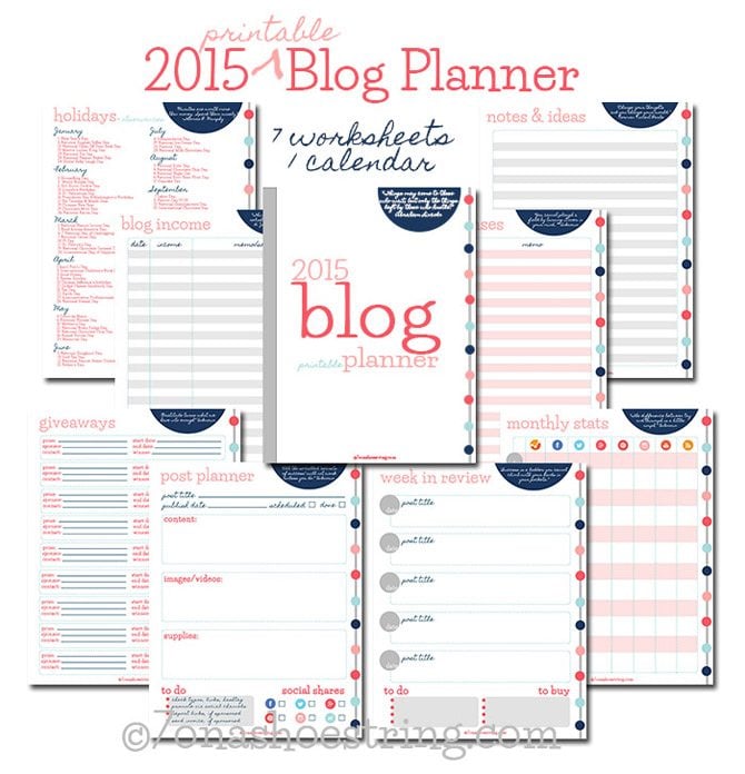 Free Printable 2015 Blog Planner