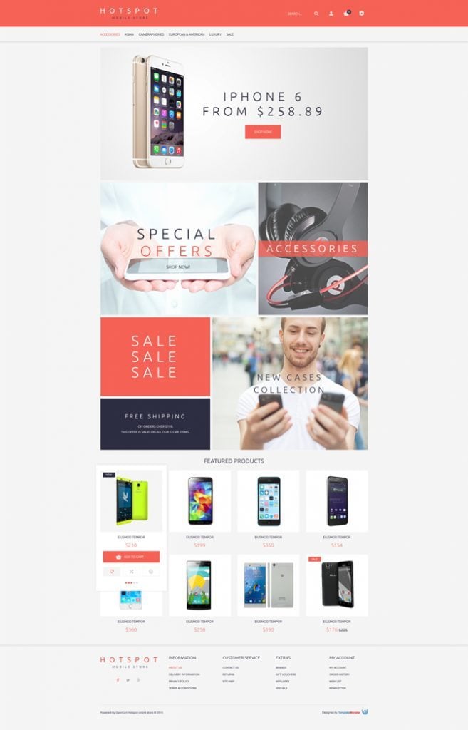 Free OpenCart Theme for Mobile Shop
