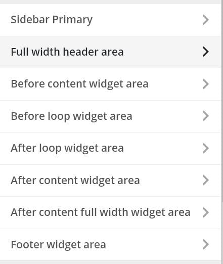 Available widget areas