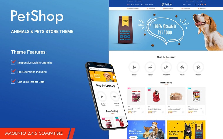 Petshop - Animals and Pets Store Magento 2 Theme.