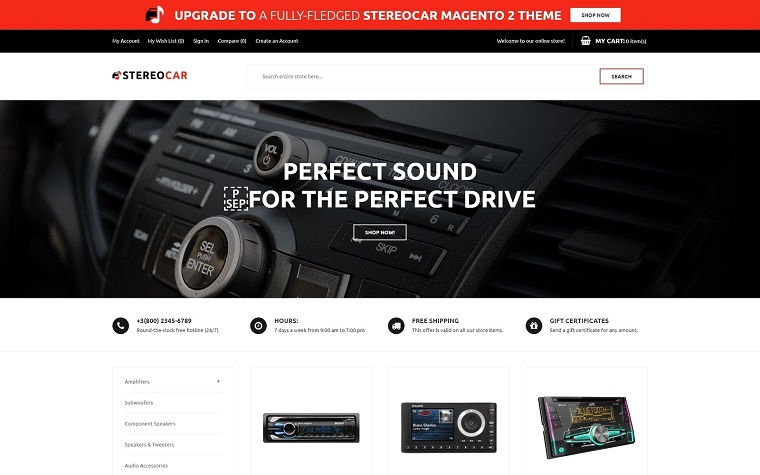 StereoCar - FREE Audio eCommerce Magento Theme.
