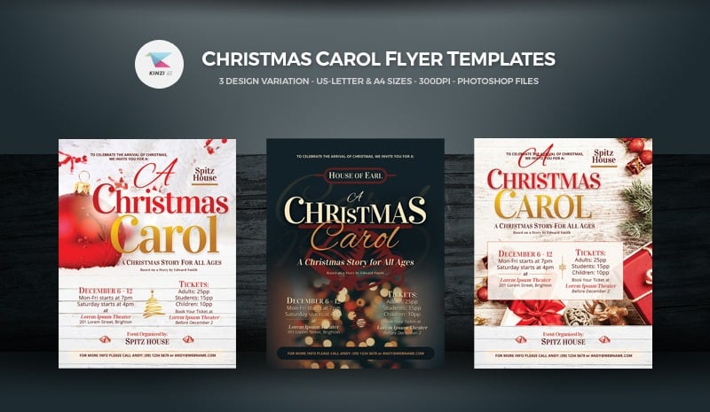 Christmas Carol Flyers Corporate Identity Template