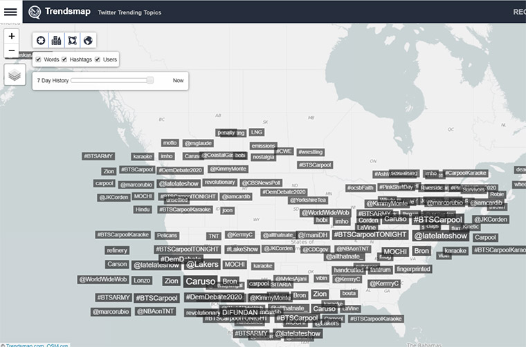 Trendsmap hashtags