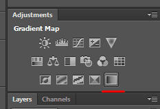 New gradient map layer with adjustments window