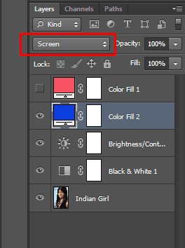 Changing a blend mode of a layer in Photoshop