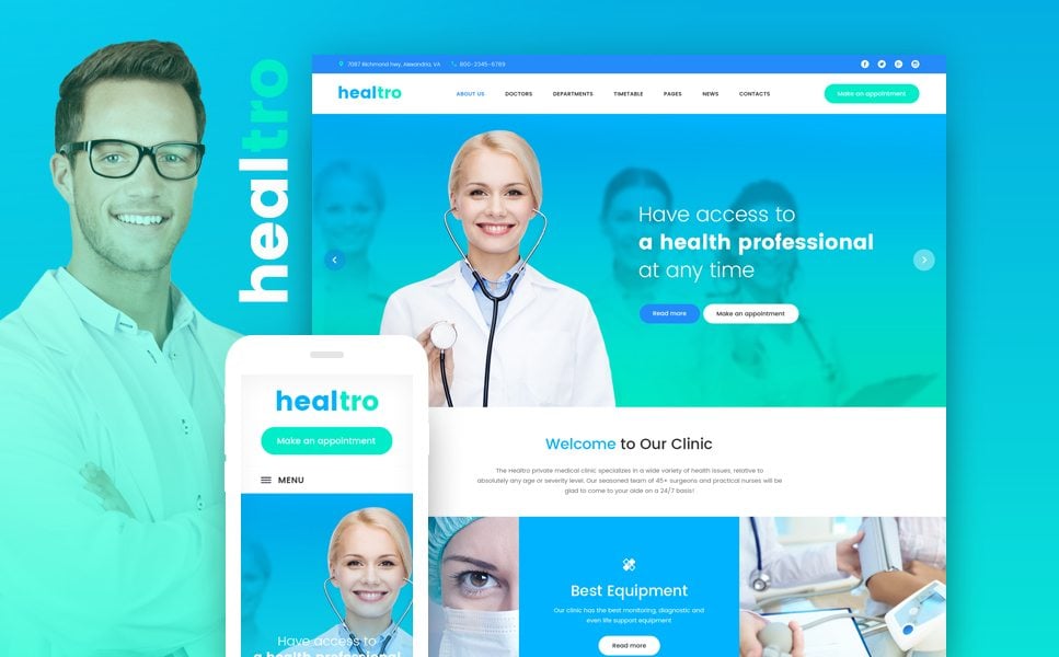 Healtro - Private Medical Clinic Responsive WordPress Theme.