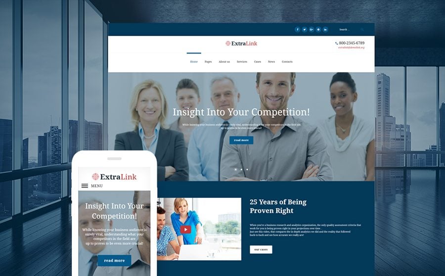 ExtraLink - Business Research and Analytics Agency WordPress Theme