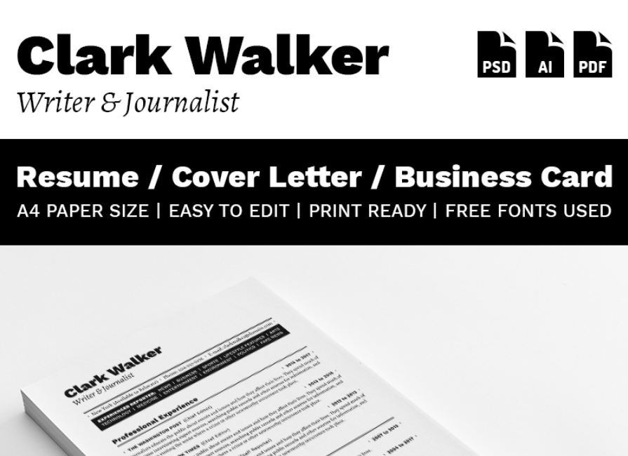 Clark Walker - Writer & Journalist Resume Template