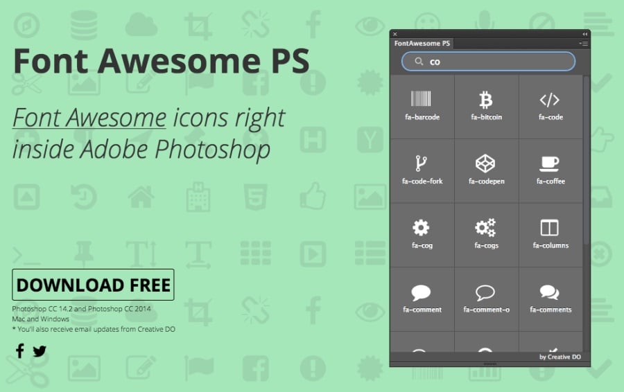 free photoshop plugins - font awesome