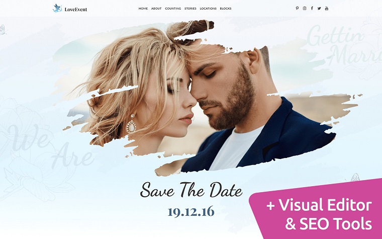 Wedding Invite Moto CMS Website Template.