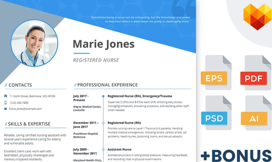  Marie Jones - Professional Nursing and Medical Resume Template