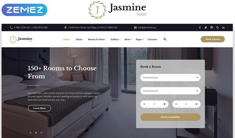 jasmine hotel website template