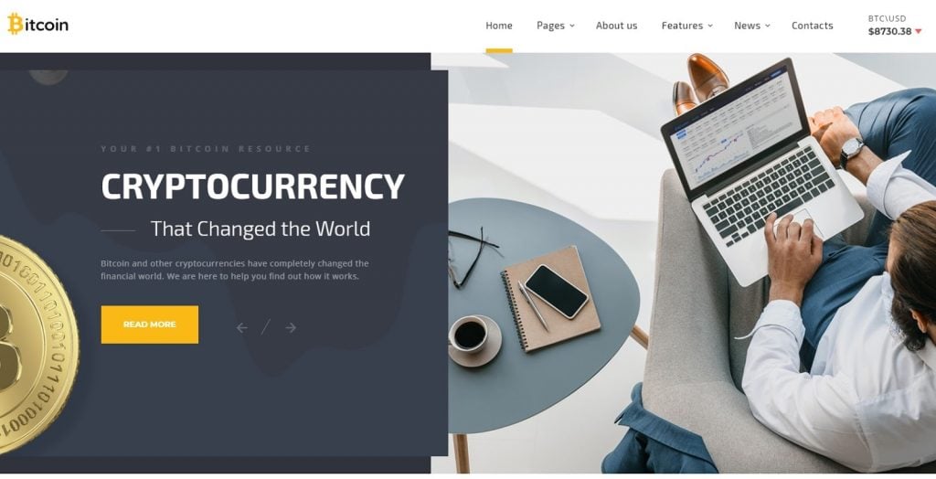 Bitcoin Cryptocurrency Responsive Website Template