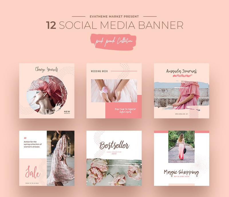 Pink Peach Social Media Designs Social Media