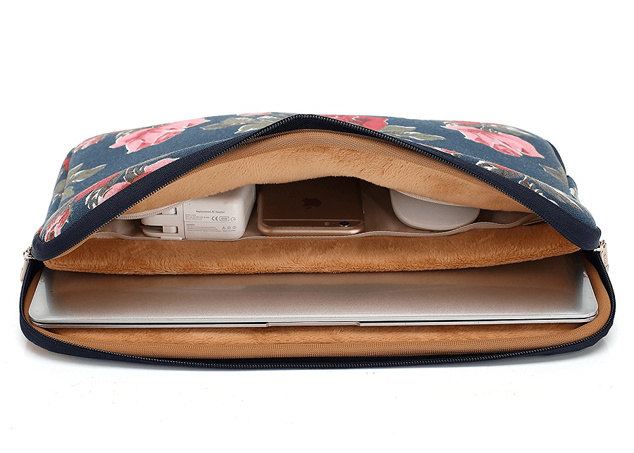 Canvas laptop sleeve with pocket