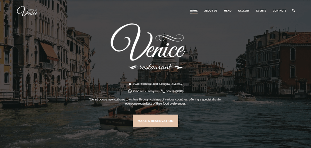 Venice Restaurant - Cafe & Restaurant Responsive Website Template