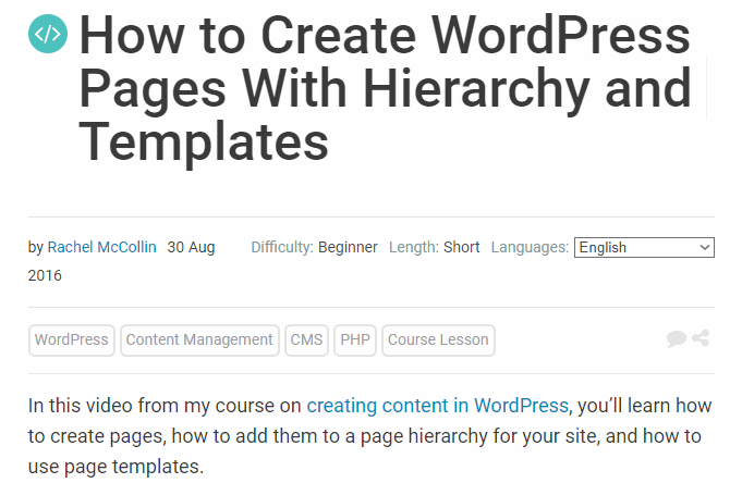 WordPress Pages With Hierarchy and Templates