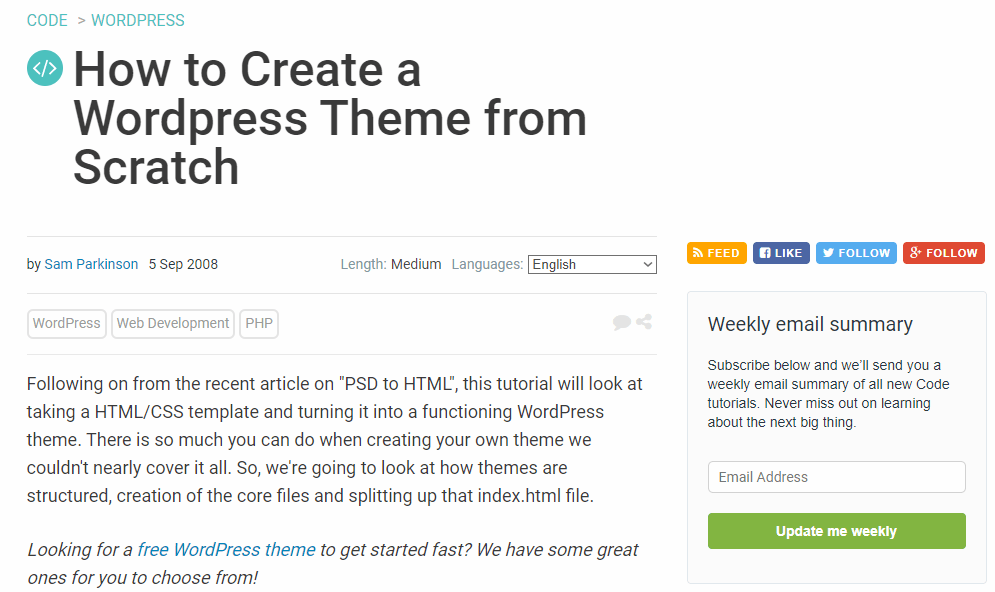 create WordPress Theme