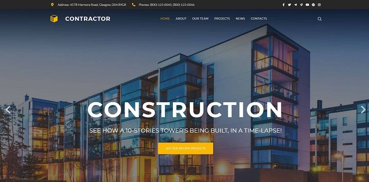 Contractor - Architecture & Construction Company Elementor WordPress Theme.