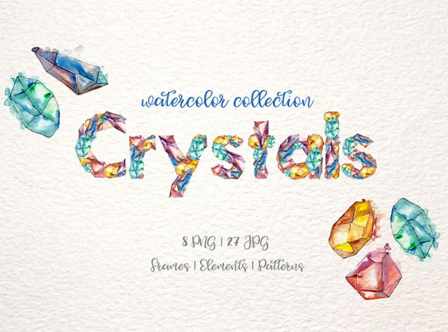 Crystals Watercolor Lilac Color png Illustration