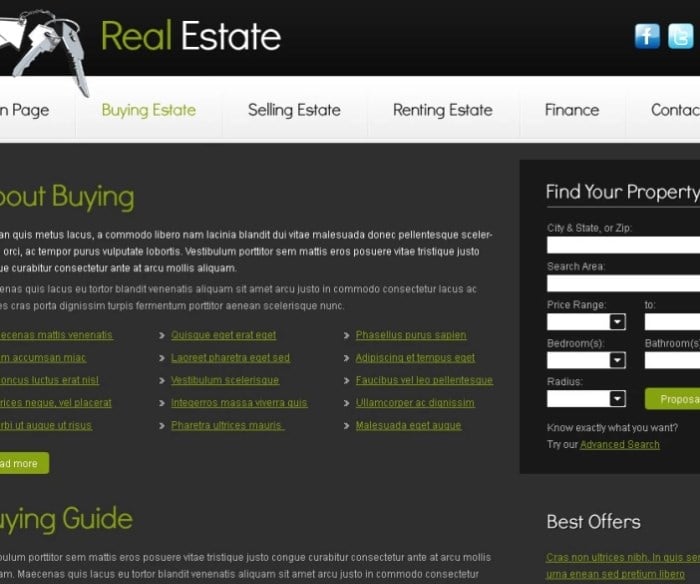 Free Real Estate Business Template Website Template