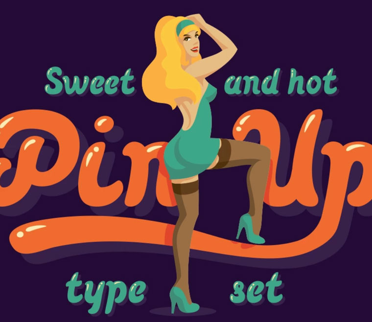 Pin up font and illustration Font. how to identify a font