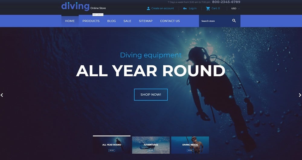 Diving Online Store Shopify Theme
