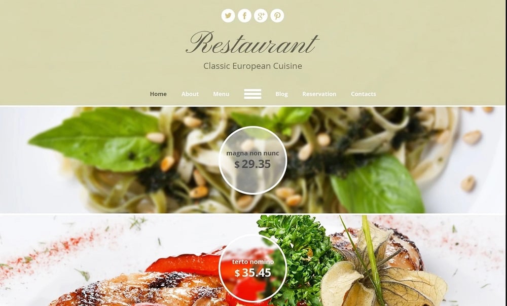 Free HTML5 Theme for Restaurant Site
