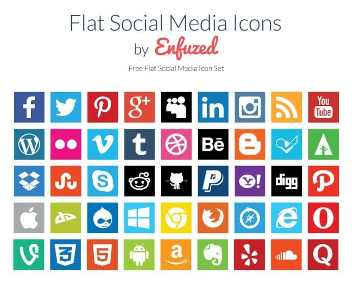 Flat Social Media Icons