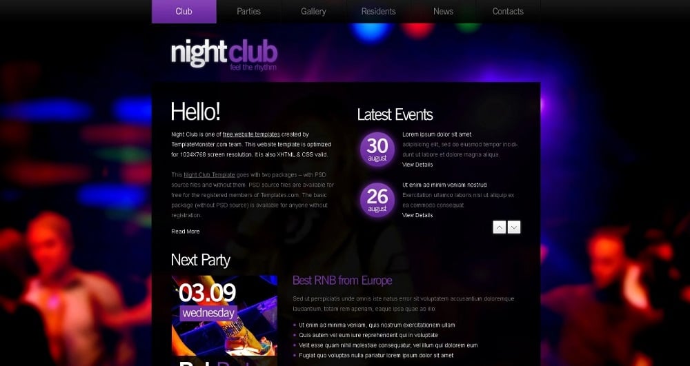 Free Website Template - Night Club
