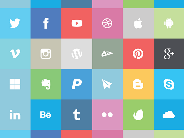 Square Circle Rounded Flat Social Icon Set