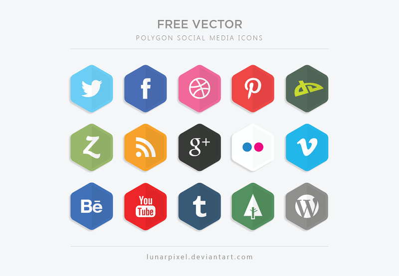 Vector Polygon Social Media Icons