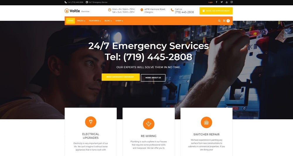 Voltix - Electrical Services WordPress Theme