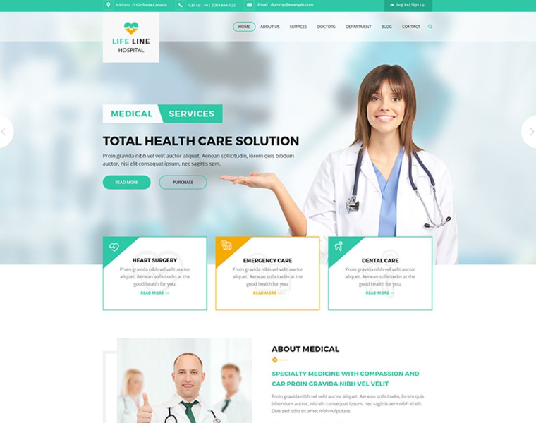 Life Line Hospital and Health Website Template
