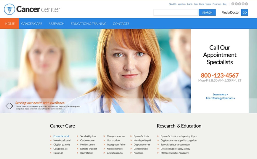 Cancer Center Website Template